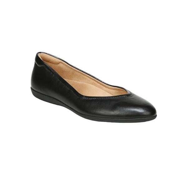 Naturalizer Size 8 NEW Vivienne Black Leather Comfort Cushion Ballet Flats NIB - Picture 1 of 10